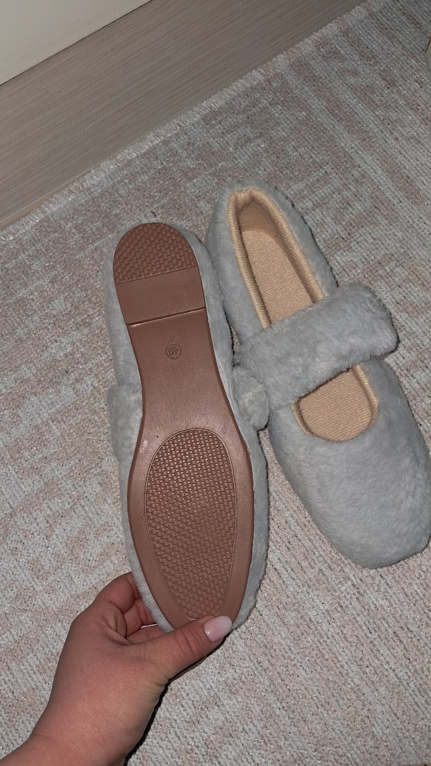 Gri Sıcak Kürklü Ev Babeti - Görsel 4