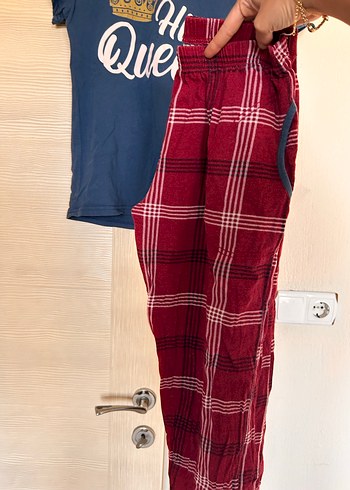 Kırmızı Ekoseli Rahat kadın  Pijama - Görsel 5