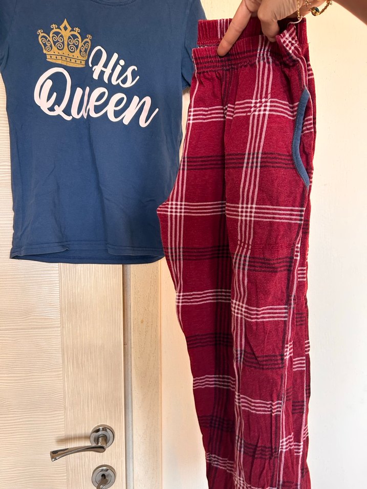 Kırmızı Ekoseli Rahat kadın  Pijama - Görsel 4