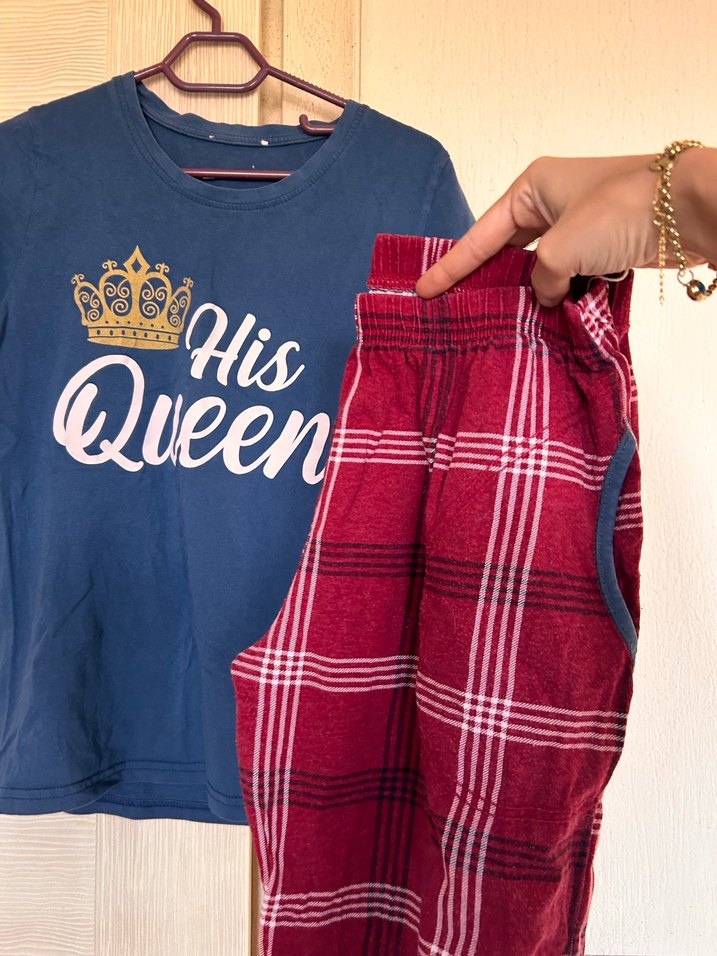 Kırmızı Ekoseli Rahat kadın  Pijama - Görsel 3