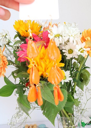 Turuncu Boncuklu Uzun Bohem Küpe - Görsel 4