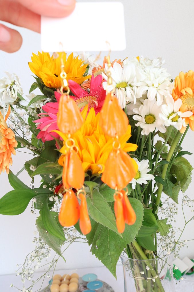 Turuncu Boncuklu Uzun Bohem Küpe - Görsel 4