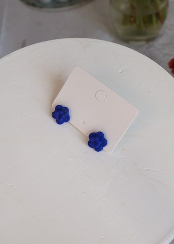 Mavi Boncuklu Mini Çiçek Küpeler - Görsel 9