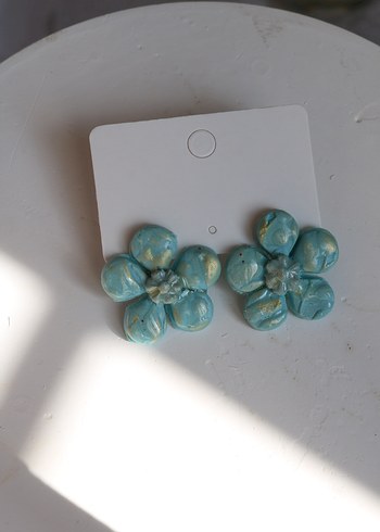 Mini Turkuaz Boncuklu Çiçek Küpe - Görsel 2