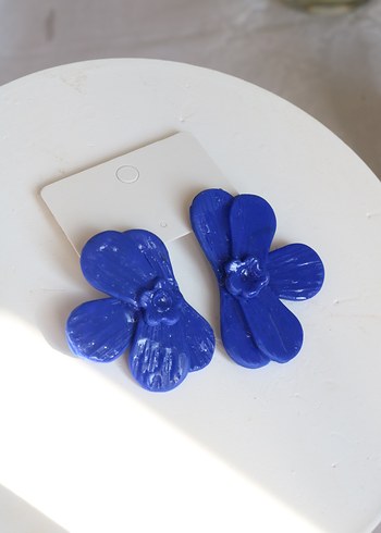 Mavi Mini Çiçek Figürlü Küpe - Görsel 7