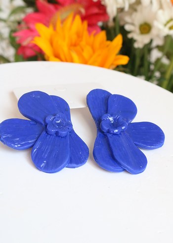 Mavi Mini Çiçek Figürlü Küpe - Görsel 2