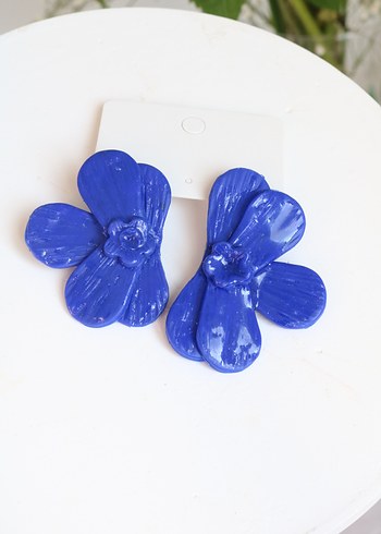 Mavi Mini Çiçek Figürlü Küpe - Görsel 6