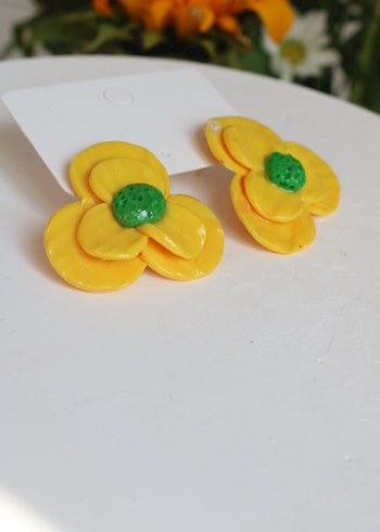 Sarı Çiçekli Mini Bohem Küpe - Görsel 2