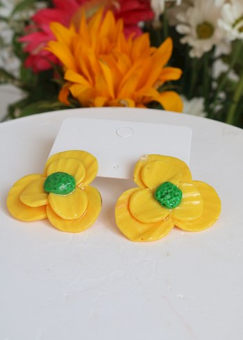 Sarı Çiçekli Mini Bohem Küpe - Görsel 7