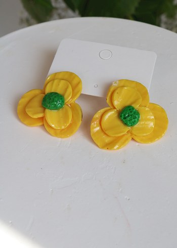 Sarı Çiçekli Mini Bohem Küpe - Görsel 3