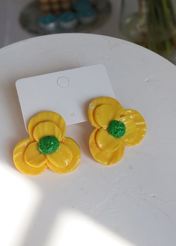 Sarı Çiçekli Mini Bohem Küpe - Görsel 6