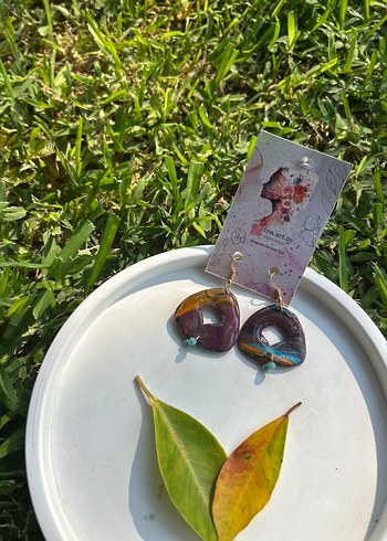 Desenli el yapımı Polimer kil Küpe Mini Boncuklu Bohem Küpe