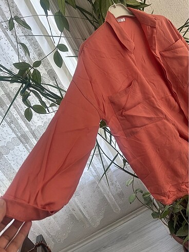 m Beden Somon rengi oversize gömlek