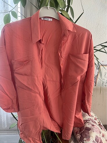 Somon rengi oversize gömlek