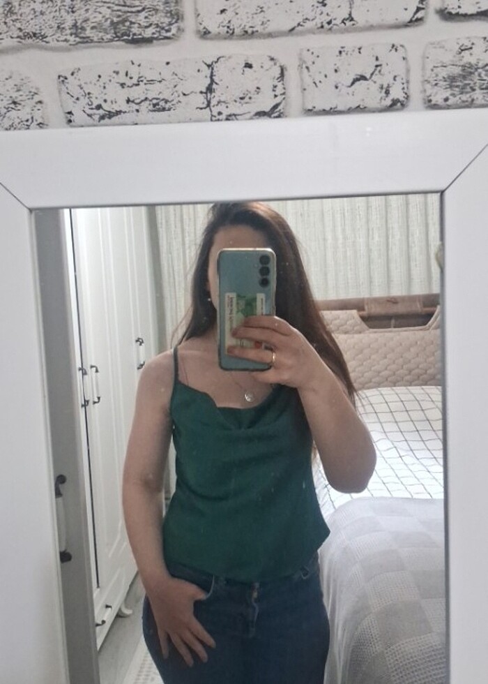 Askili saten bluz - Görsel 2