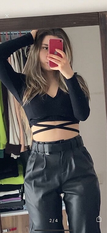 Bershka BERSHKA SLOUCHY DERI PANTOLON