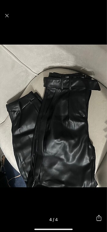 xs Beden siyah Renk BERSHKA SLOUCHY DERI PANTOLON
