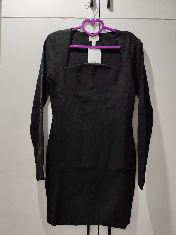 H&M Siyah Uzun Kollu Triko Elbise - Görsel 2