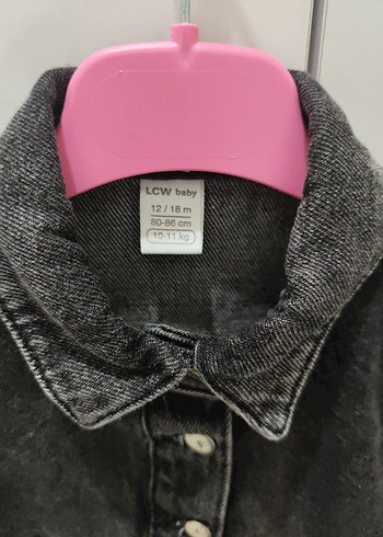 LC Waikiki Kız Çocuk Siyah Denim Düğmeli Elbise - Görsel 4