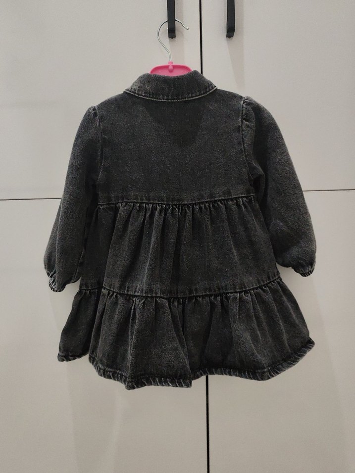 LC Waikiki Kız Çocuk Siyah Denim Düğmeli Elbise - Görsel 2