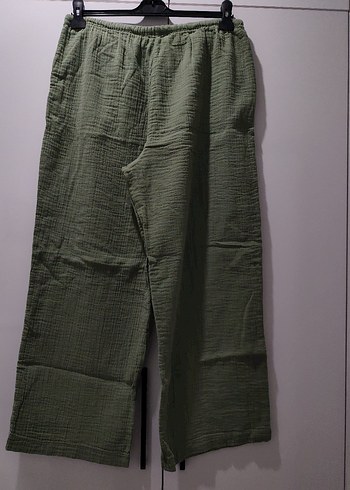 LC Waikiki Kadın Yeşil Pamuklu Bol Kesim Pantolon - Görsel 2