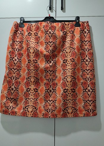 Renkli Yılan Desenli Midi Etek - Görsel 2