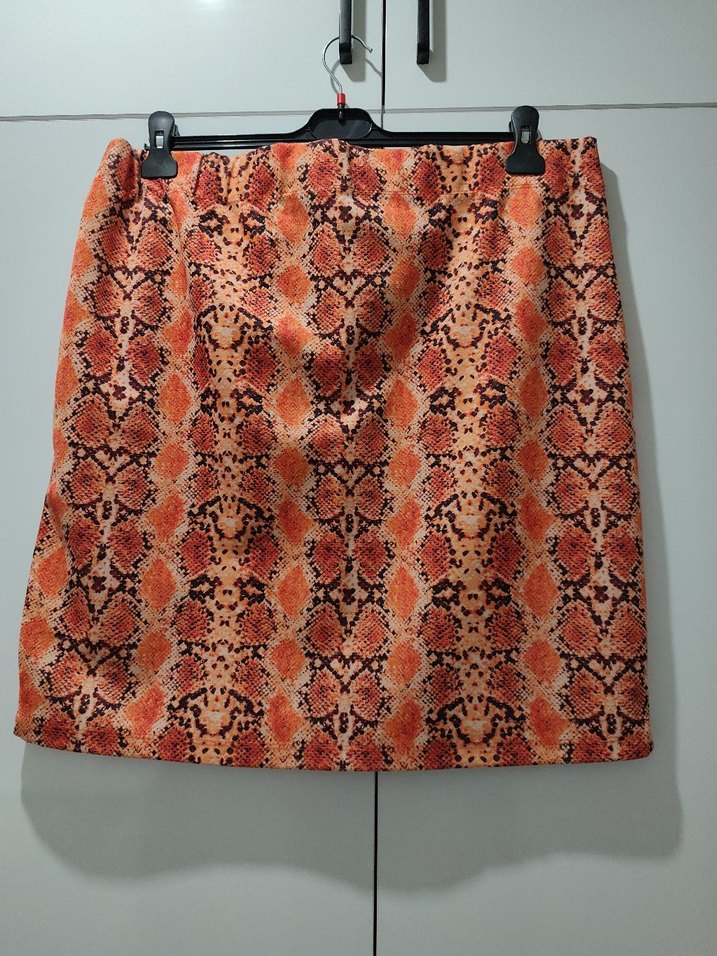 Renkli Yılan Desenli Midi Etek - Görsel 2