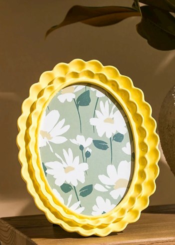 ÇERÇEVE #cerceve.Pastel Sarı Dekoratif Oval Çerçeve