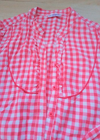 15-16 YAŞ LCW GÖMLEK #gömlek#lcw#Pembe Kareli Uzun Kollu  Gömlek - Görsel 3