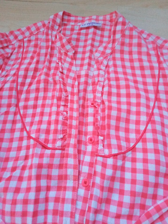 15-16 YAŞ LCW GÖMLEK #gömlek#lcw#Pembe Kareli Uzun Kollu  Gömlek - Görsel 3