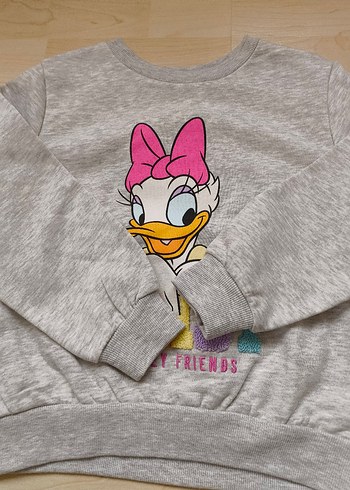 8-10 YAŞ H&M DİASY DUCK SWEATSHİRT #disney#daisyGri  Sweatshirt - Görsel 3