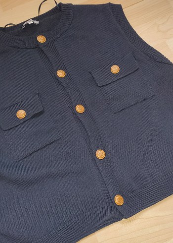40 BEDEN TRİKO YELEK#triko#yelek#Düğmeli Lacivert  Triko Süveter - Görsel 3