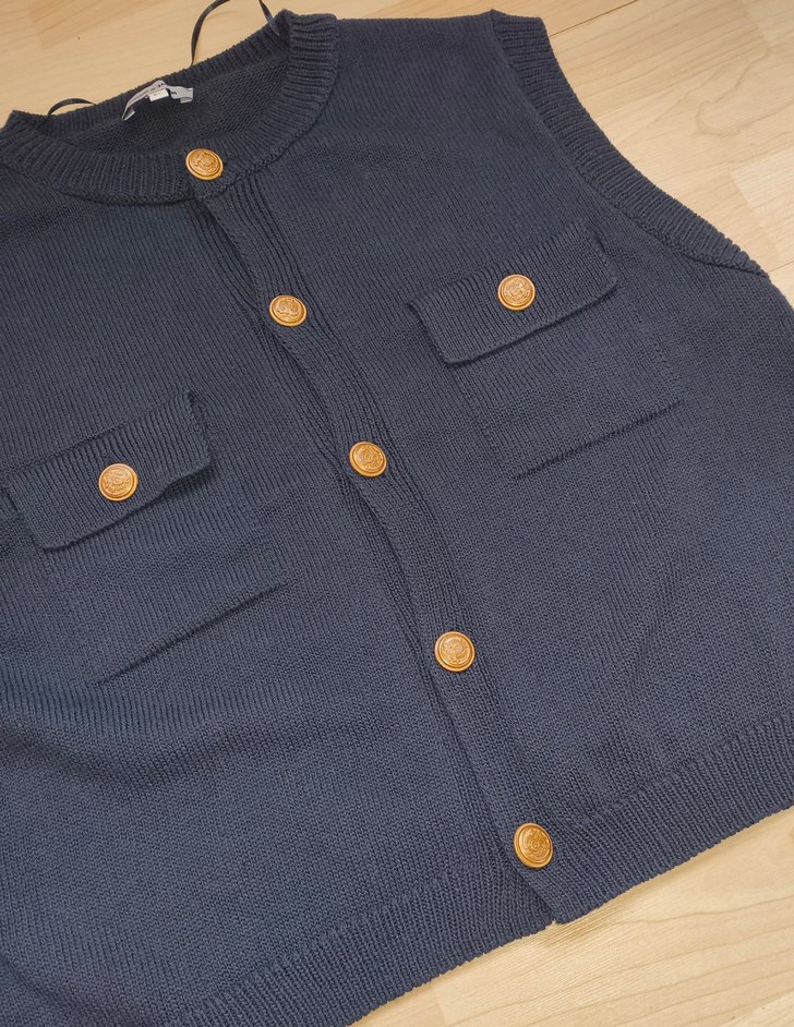 40 BEDEN TRİKO YELEK#triko#yelek#Düğmeli Lacivert  Triko Süveter - Görsel 3