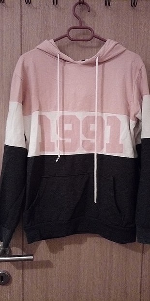 pembe beyaz siyah sweatshirt