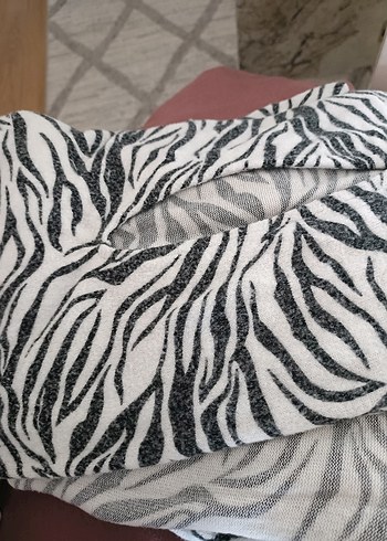 Gri Zebra Desenli Uzun Kollu Uzun Elbise - Görsel 4