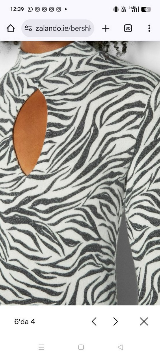 Gri Zebra Desenli Uzun Kollu Uzun Elbise - Görsel 3