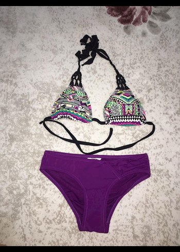 Dantel Detaylı Bohem Mor Bikini