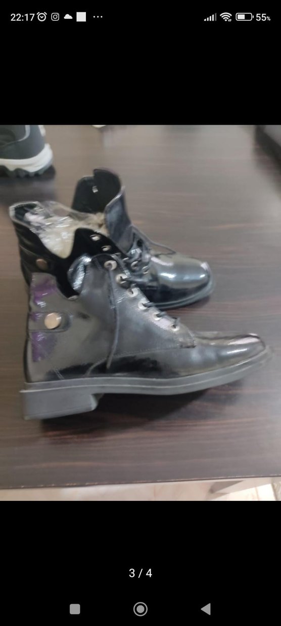 Siyah Rugan Bağcıklı Stiletto Topuklu Bot - Görsel 2