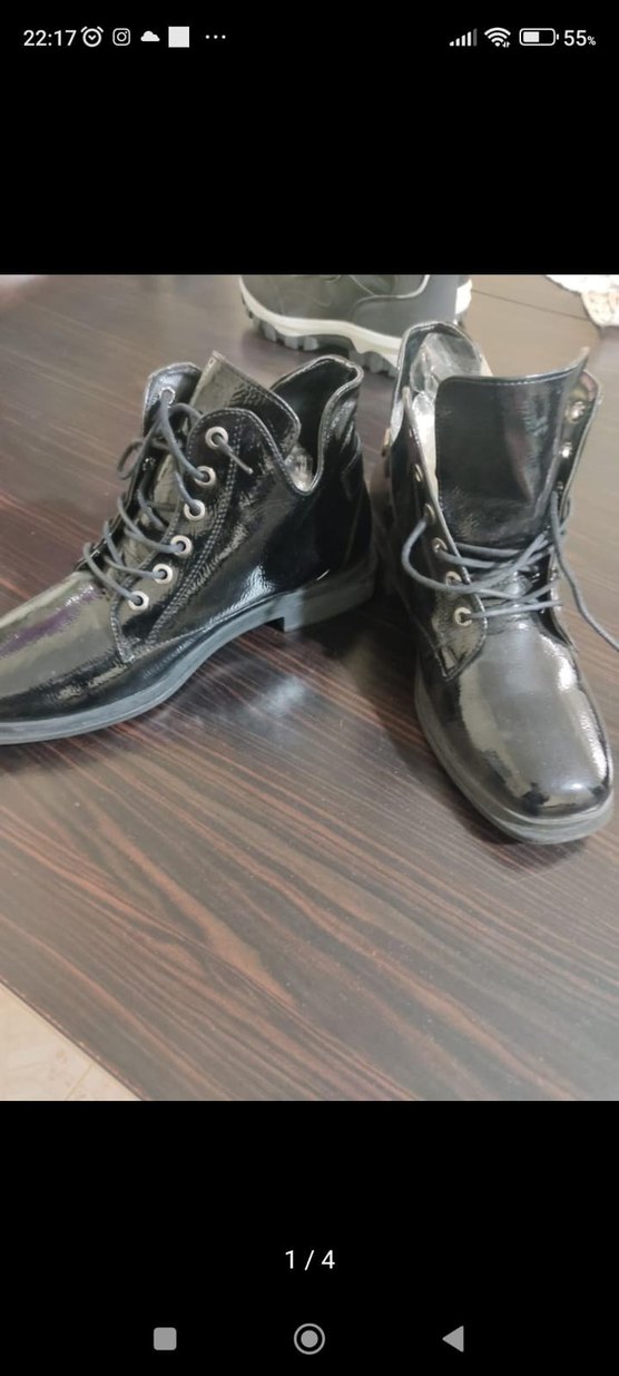 Siyah Rugan Bağcıklı Stiletto Topuklu Bot - Görsel 3