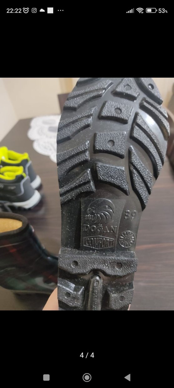 Kadın Çok Renkli Ekose Desenli Dolgu Topuk Yağmur Çizmesi - Görsel 3