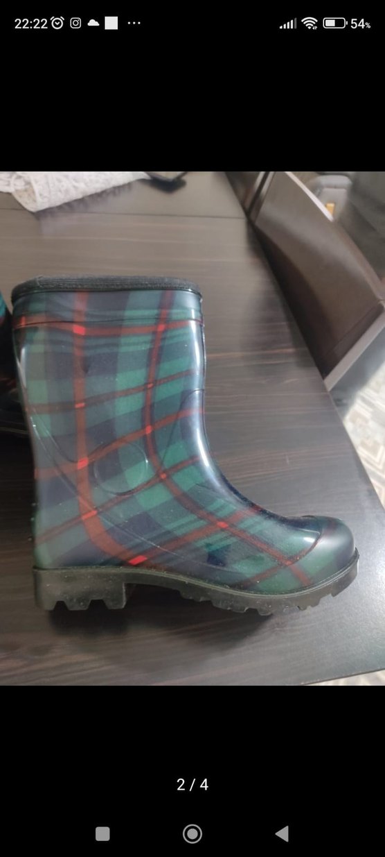 Kadın Çok Renkli Ekose Desenli Dolgu Topuk Yağmur Çizmesi - Görsel 2