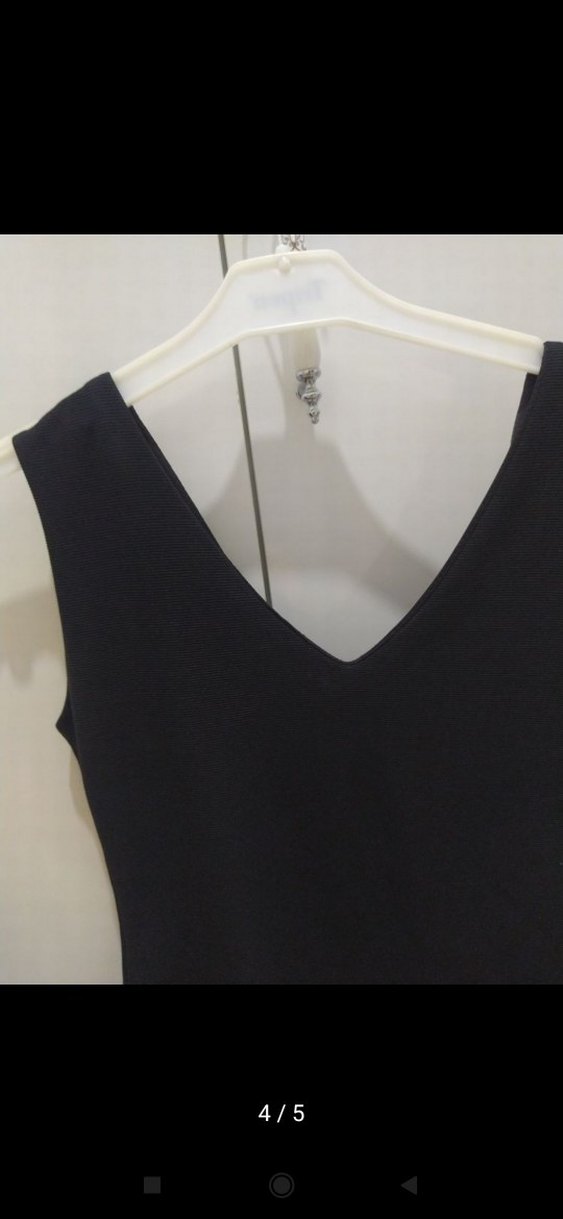 Siyah V Yaka Kolsuz Günlük Elbise ve kot elbise - Görsel 3