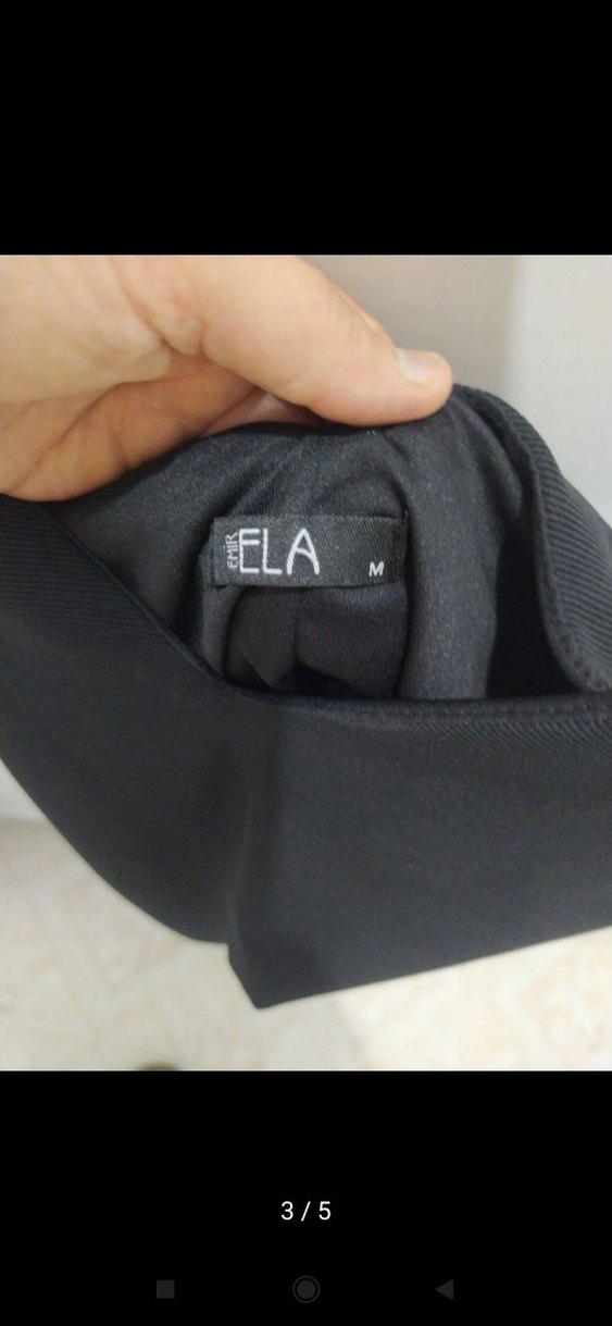 Siyah V Yaka Kolsuz Günlük Elbise ve kot elbise - Görsel 2