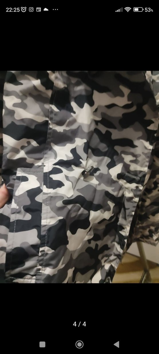 Kürk Detaylı Gri Kamuflaj Mini Kışlık Kadın Mont - Görsel 4