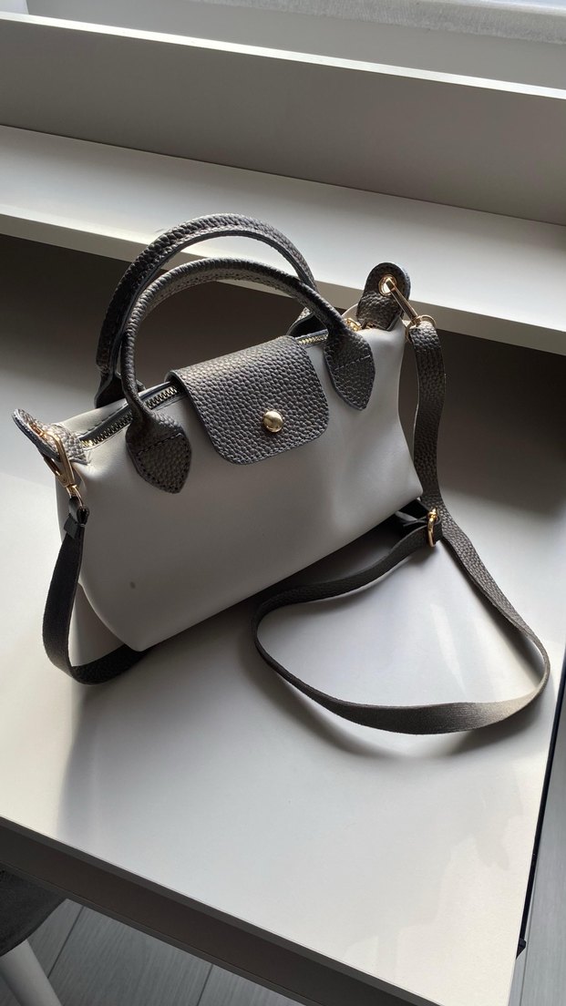 Gri Yılan Desenli Deri Kadın Çanta - Görsel 2