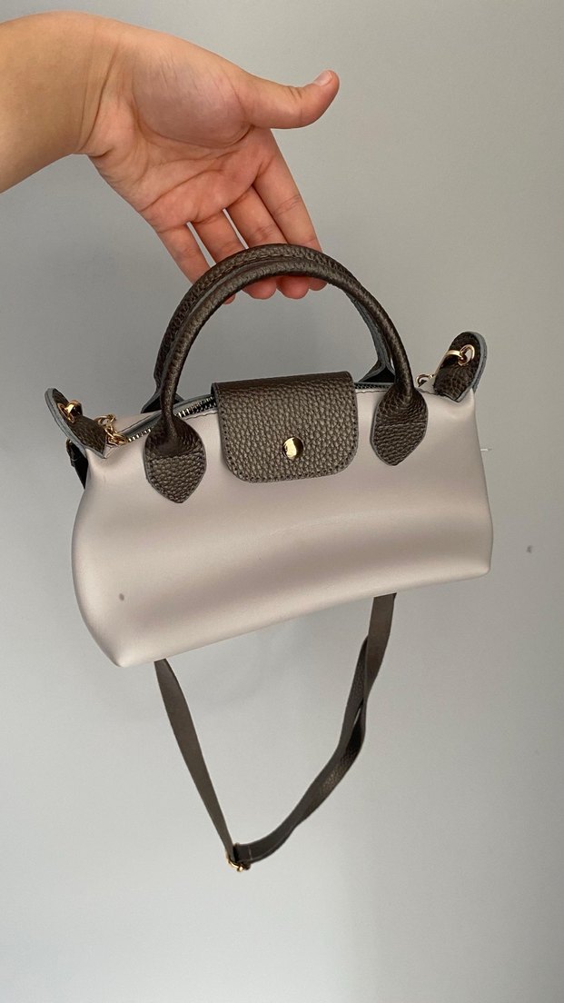 Gri Yılan Desenli Deri Kadın Çanta - Görsel 4