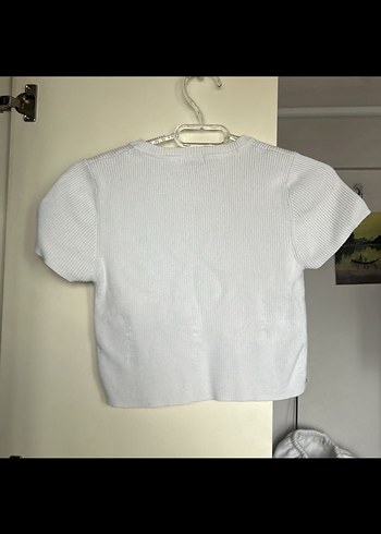 kadın Beyaz Kısa Kollu Pamuklu Tişört - Görsel 2