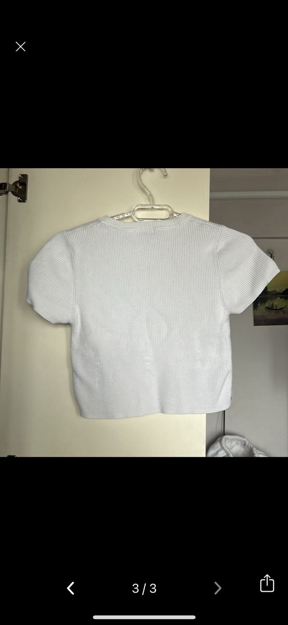 kadın Beyaz Kısa Kollu Pamuklu Tişört - Görsel 2