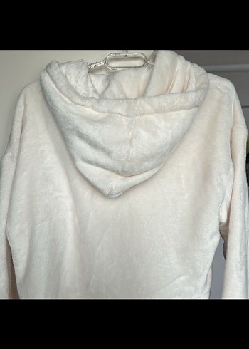 Beyaz Kapüşonlu Kadın Sweatshirt - Görsel 3