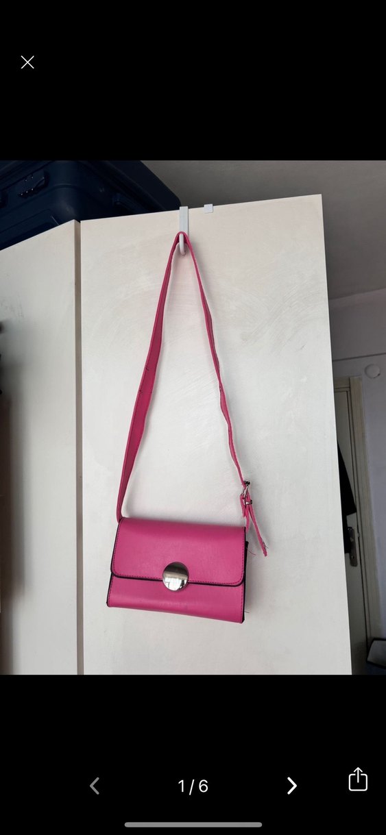 Pembe Deri Kadın Çanta Tokalı - Görsel 2